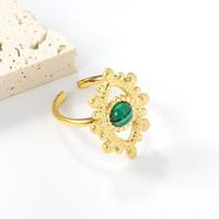 Bague ouverte ajustable vintage bohème en acier inoxydable 316L plaqué or 18 carats avec pierres naturelles multiples incrustées, bijoux pour cadeau