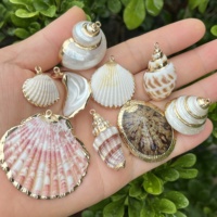 Pendentif en coquille de conque plaqué or naturel, fait main, pour la création de colliers, bracelets et bijoux DIY