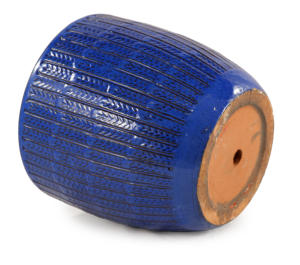 Ensemble de pots de fleurs en céramique émaillée bleu cobalt, motif épi de blé en relief, écologiques, pour intérieur et extérieur, avec trou de drainage pour la décoration de jardin - Product Image 6