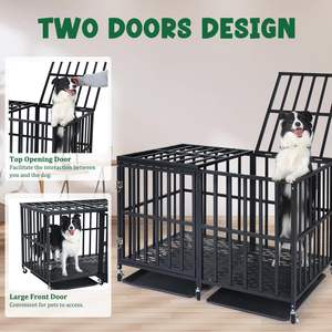 ลังสุนัขหนัก<span class=keywords><strong>48</strong></span>นิ้วกรงสุนัขขนาดใหญ่พิเศษ2-ประตูลังป้องกันสุนัขหนี XXL ลังสัตว์เลี้ยงสำหรับในร่ม/กลางแจ้ง - Product Image 3