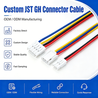 Konektor JST GH 1.25mm Pitch Kustom dengan Kabel 28AWG, Rakitan Kabel Harness 2-8 Pin Male Female untuk PCB & Perangkat Elektronik