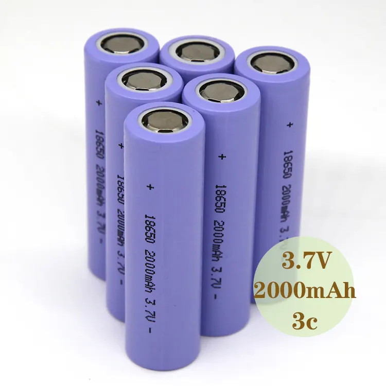 높은 저온 가능 18650 깊은 사이클 충전식 배터리 셀 리튬 이온 3.7V 2000mAh 18650 배터리 팩 장난감