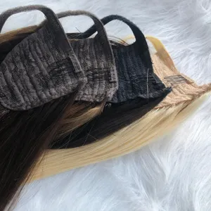 LXA019 Wholesale Colored Virgin Hair 100% Human Hair Wrap Around Ponytail