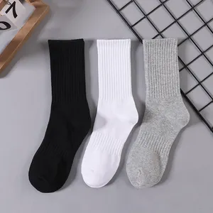 HY-1379 coton Chaussettes blanches hommes femmes noir blanc Chaussettes solides filles Chaussettes unisexes Couple Chaussettes