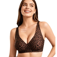 Soutien-gorge sans fil fin pour femme, motif léopard, décolleté en V profond, sans couture, best-seller transfrontalier Spot Jelly TK
