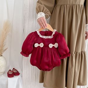 Robe barboteuse princesse pour bébé fille printemps 2026, barboteuse à <span class=keywords><strong>manches</strong></span> <span class=keywords><strong>longues</strong></span> avec nœud pour nouveau-né - Product Image 1