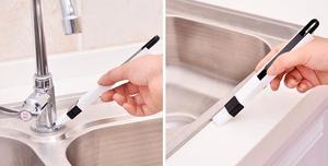 Brosse de nettoyage pour les rainures des portes et fenêtres de cuisine et de salle de bain avec pelle, brosse pour les crevasses, brosse pour clavier - Product Image 6