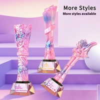 Trophée d'équipe de cristal en résine rose personnalisé pour la compétition des enfants Médailles de champion de danse Plaques Options colorées
