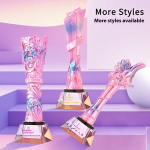 Trofeo de equipo de cristal de resina Rosa personalizado para competición infantil Campeón de baile Medallas de premio Placas Opciones coloridas - Product Image 3