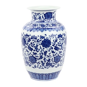 RYUJ27-30 Vaso in <span class=keywords><strong>Ceramica</strong></span> <span class=keywords><strong>Blu</strong></span> con Motivi Floreali Intrecciati di Jingdezhen a Prezzo Conveniente - Product Image 1