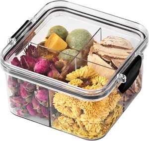 Multi-grid Airtight <b>Jars</b> <b>for</b> Tea Spices <b>Storage</b> Divider Food Containers Transparent PET <b>Kitchen</b> Organizer - Product Image 1
