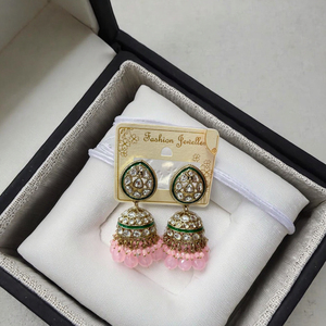 Top Vintage Cloche Plaqué Or Zinc Alliage Lustre Boucles D'oreilles Accessoires De Mariage Indien Prêt à Expédier En Gros - Product Image 2