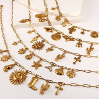 Collier personnalisé en acier inoxydable avec pendentif en coquille d'animal de l'océan tortue conque étoile de mer queue de poisson pour la fabrication de bijoux