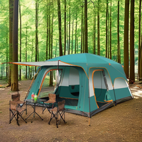 Tente de camping de luxe Wind Valley pour 8 à 10 personnes, quatre saisons, deux chambres, glamping, 210D Oxford, poteaux en acier et fibre de verre, imperméable