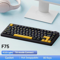 AULA F75 75% RGB Backlit Wired+2.4G Wireless Programmable Triple-Mode Mechanical Keyboard Double-Shot PBT Hot-Swap 4000mAh
