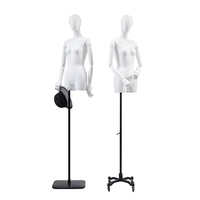 Maniquí Femenino Curvilíneo de Cuerpo Completo con Cabeza, Blanco, Realista, de Alta Gama, con Base de Madera y Alambre, para Exhibición de Ropa de Pie o Colgante