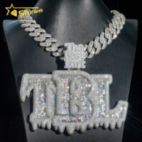 Pendentif personnalisé Hip Hop pour homme en argent sterling 925 avec lettres, chiffres, nom, initiale ou logo, serti de diamants Moissanite VVS