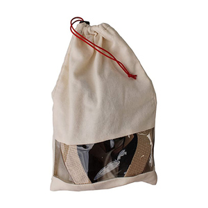 Sac à chaussures en coton personnalisé imprimé, économique, portable, avec cordon de serrage et fenêtre transparente – Promotion - Product Image 3