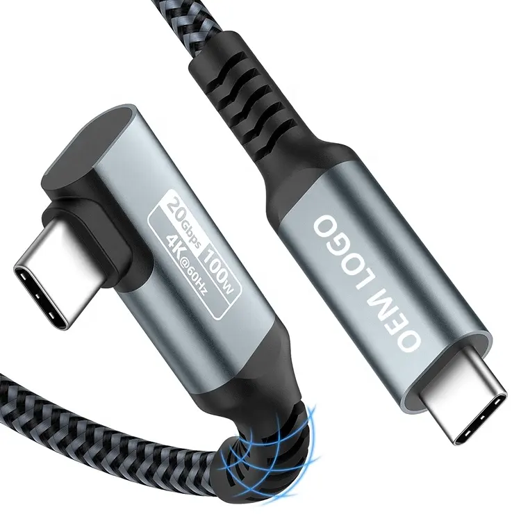 Logotipo personalizado de fábrica ISO Alta velocidad 20Gbps 0,3 m 1m 2m 3M USB Tipo C a USB C Cable de datos