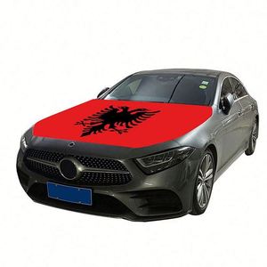 Fundas para Capó de Coche con Bandera de Albania, Diseño Personalizado de Países, Impresión por Sublimación Deportiva de Alta Calidad, Tela Elástica de Spandex - Product Image 1