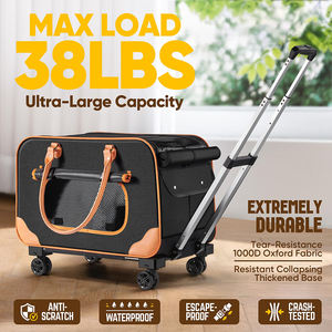 पहियों के साथ थोक पालतू ट्रॉली बड़ी बिल्ली वाहक, फोल्डेबल रोलिंग कैट कैरियर, छोटे कुत्तों के लिए पहियों के साथ पालतू कैरियर - Product Image 2
