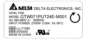 พัดลมแกน EC กำเนิดพลังงานลมขนาด 710 มม. รุ่น Delta GTW071PUT24E-M001  หมายเลขอะไหล่ทดแทน GTB056PUT34R E1  ไม่ผลิตแล้ว - Product Image 3