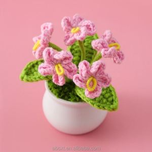 Plantes en pot personnalisées en crochet tricoté, fleurs de myosotis, décorations murales pour fêtes, mariages, Halloween, Noël, remise de diplômes - Product Image 4