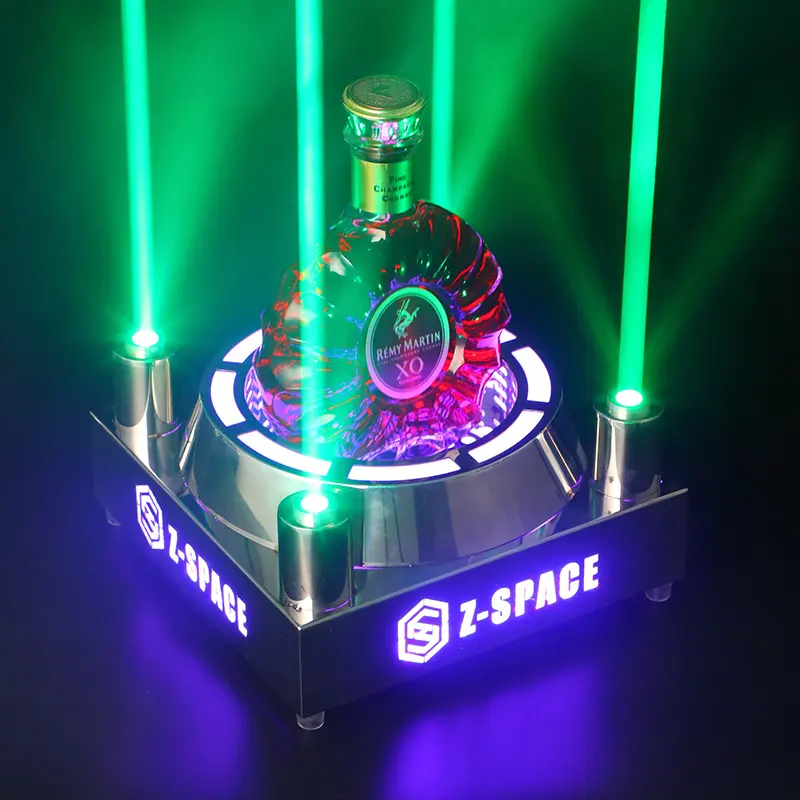 Bougeoirs lumineux LED en acier inoxydable, support pour bouteille, avec éclairage Laser vert