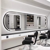 Miroir mural grand format avec éclairage intégré, style luxe léger, forme carrée, pour salon de coiffure et coiffeuse, idéal pour influenceurs