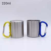 Mug de voyage isotherme personnalisé en acier inoxydable 304 à double paroi avec poignée mousqueton en D