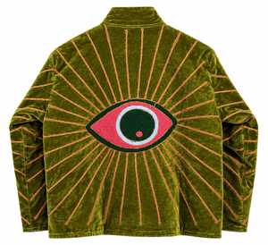 Premium Indian Handmade Suzani Solid Olive Green Velvet <b>Embroidered</b> Bomber <b>Jacket</b> <b>Women</b> V-neck Long Sleeve Thick Winter Cotton - Product Image 6