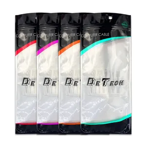 Custom Plastic Ziplock Pouch Data Line Clear Custom Matte Mobile Cell Phone Charger Cable Accessories Case Packaging Bag