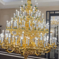 Grand lustre en cristal doré à plusieurs niveaux, grande suspension lumineuse pour villa, salle de banquet, décoration de plafond haut