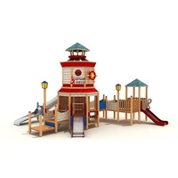 Ensemble de balançoires d'extérieur en plastique et en bois pour enfants avec capacité de 5000 kg - Toboggan Little Doctor en promotion