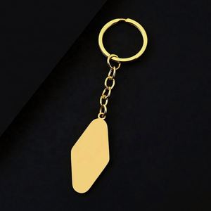 Personalized <b>Customization</b> Laser Engraving logo Printing Stainless Steel Photo diamond Shaped Blank Material Metal <b>Keychain</b> - Product Image 3