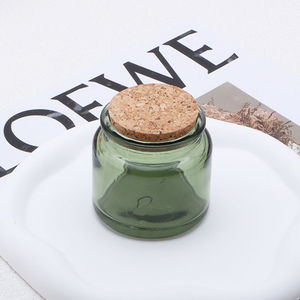 ขวดแก้วเปล่าทนความร้อนดีไซน์ทันสมัยฝาไม้ก๊อกฝาปิดโถแก้วใส่เทียนพร้อมฝาปิด - Product Image 2