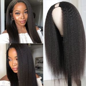 Perruque U-Part WXJ <span class=keywords><strong>Longhair</strong></span> Kinky Straight, prête à porter, sans colle, en cheveux humains, style Yaki Straight - Product Image 3