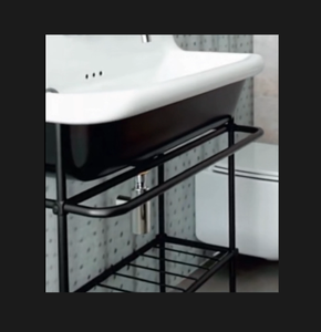 Mueble de Baño <span class=keywords><strong>con</strong></span> Lavabo y Estructura de Acero Personalizado, <span class=keywords><strong>Patas</strong></span> Negras, Soporte de Lavabo de Pie o de Pared, Consola para Hotel Boutique Vintage - Product Image 3