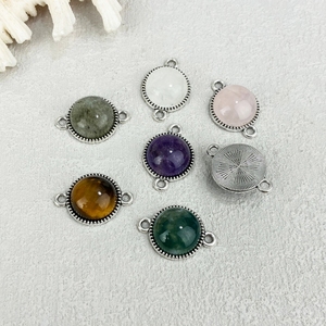 金メッキDIYクラシックスタイルジュエリー作りアクセサリー天然石ローズ石英ラブラドライトペンダントネックレスブレスレットコネクタ - Product Image 2