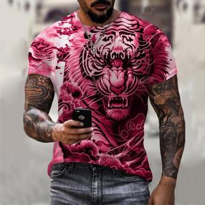 T-shirt da <span class=keywords><strong>uomo</strong></span> a maniche corte in maglia con stampa grafica <span class=keywords><strong>tigre</strong></span>, girocollo, stile streetwear, stampa 3D, traspirante ed ecologica, spedizione gratuita - Product Image 6