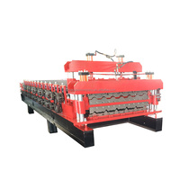 Machine de formage à froid de tôles de toiture trapézoïdales ondulées en zinc double couche IBR 1200 mm avec pompe à moteur pour la fabrication de tuiles Tr4-Tr6