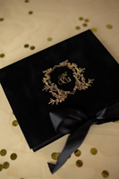 Invitations de mariage de luxe en coffret, en velours premium, avec monogramme pressé or, invitation en plexiglas, invitation en acrylique sur mesure
