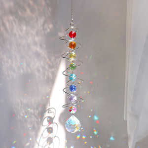 Spiral Wind Spinner Suncatcher <b>Crystal</b> <b>Ball</b> Wind Chimes Rainbow Maker Swivel Hook Garden Decor - Product Image 3