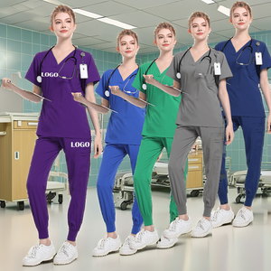 À séchage rapide doux quatre voies extensible Spandex/Polyester sergé uniformes d'allaitement clinique dentaire ensemble de gommage femmes hommes médecin hôpitaux - Product Image 2