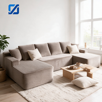 Vakuumkomprimiertes Boxsofa Rostbraun Gesteppter Stoff L-Form Konvertierbares Ecksofa Kombination Wohnzimmer-Set