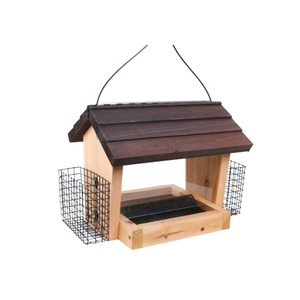 Houten Vogelvoeders Huis Voor Buiten Opknoping Met Kooi Feeders Station - Product Image 5