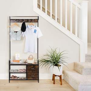 <span class=keywords><strong>Porte</strong></span>-<span class=keywords><strong>manteau</strong></span> <span class=keywords><strong>en</strong></span> gros d'usine étagère de rangement pour vêtements <span class=keywords><strong>avec</strong></span> étagère et 2 tiroirs de haute qualité pour chambre et salon marron - Product Image 6