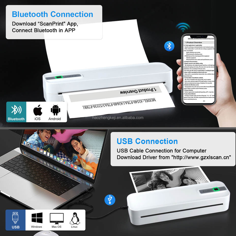 A4 Rechargeable Thermal Label Sticker Printer - 203dpi