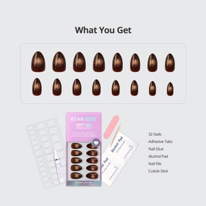 BTARTBOX Uñas Postizas Hechas a Mano, Uñas de Gel Suave al por Mayor, Uñas Postizas de Ojo de Gato Marrón Otoñal, Uñas de Almendra a Presión para Vendedores - Product Image 4