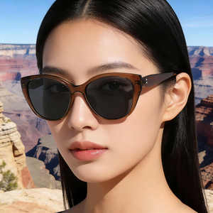 Ks-3962 แว่นกันแดดทรงแคทอายสำหรับผู้หญิงกรอบโลหะพลาสติกสีดำเลนส์ TAC ป้องกันรังสียูวี 400 ระดับ 2 แว่นกันแดด - Product Image 3
